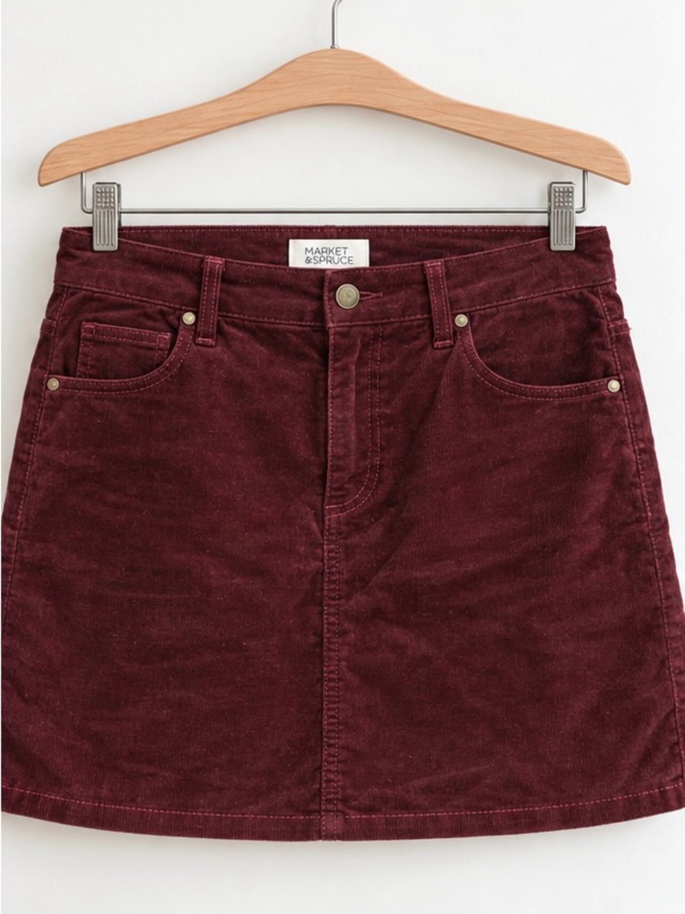 NWT Market & Spruce Adalee Corduroy Mini Skirt Burgundy Size 10